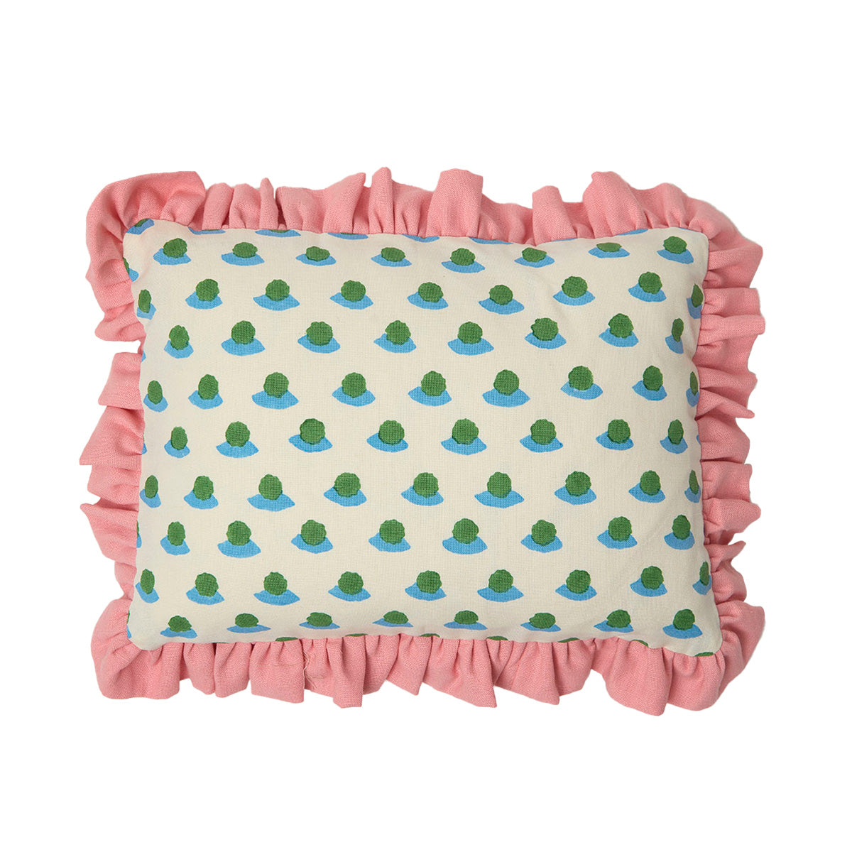 Soft Cushion with Frill Berry Grass Sky Stripe Pink Design - Perfect for Living Room Sofa, Bedroom Decor, and Cozy Home Styling