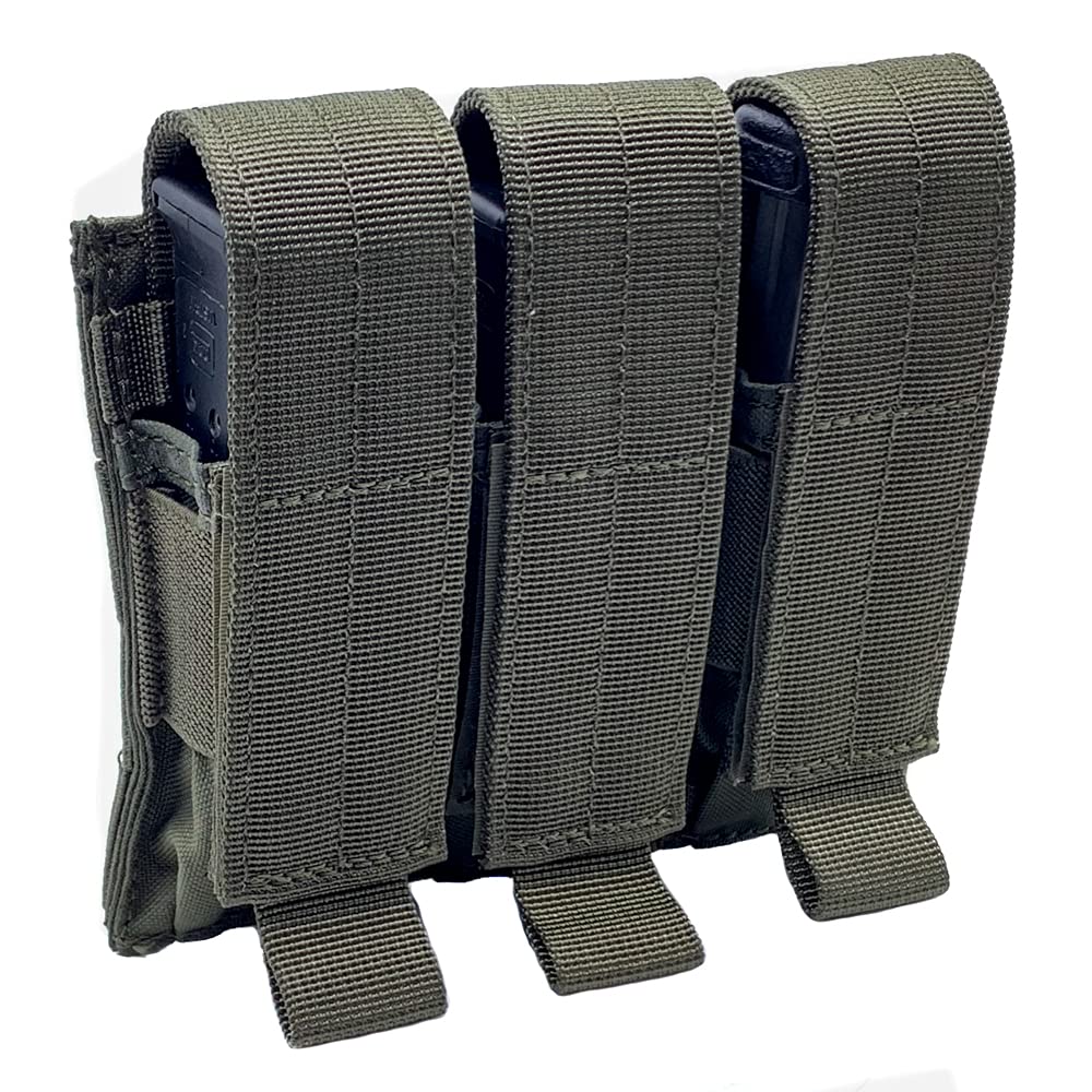 Shellback Tactical Triple Pistol Magazine Pouch - MOLLE Compatible 9mm/40 Caliber Mag Holder for Range Training & Duty Use