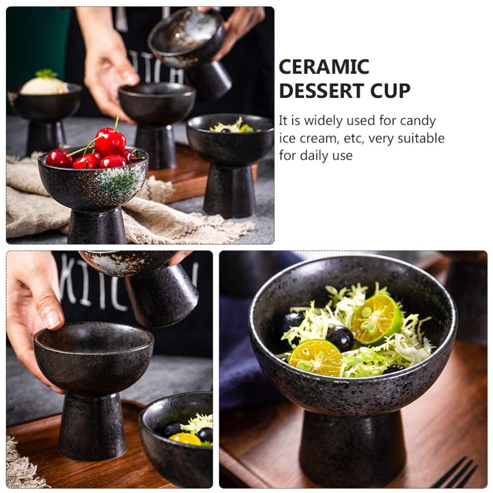 DOITOOL Vintage Ceramic Dessert Cups - Tall Ice Cream Bowls for Home, Baking & Party (Set of 6) - Perfect for Ice Cream, Sundaes, Parfaits, Pudding & Sweet Treats