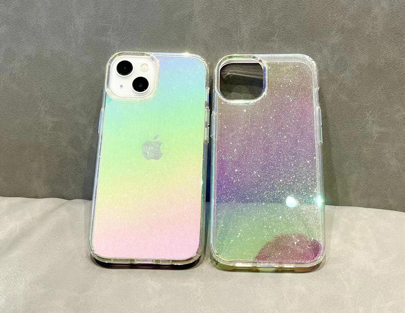 Blingy's iPhone 15 Pro Max Case 6.7 Inch - Fashion Reflective Sparkle Glitter Clear Phone Cover with Shockproof TPU+PC Protection (Rainbow Glitter) | Perfect for Night Out, Parties & Everyday Glam Style