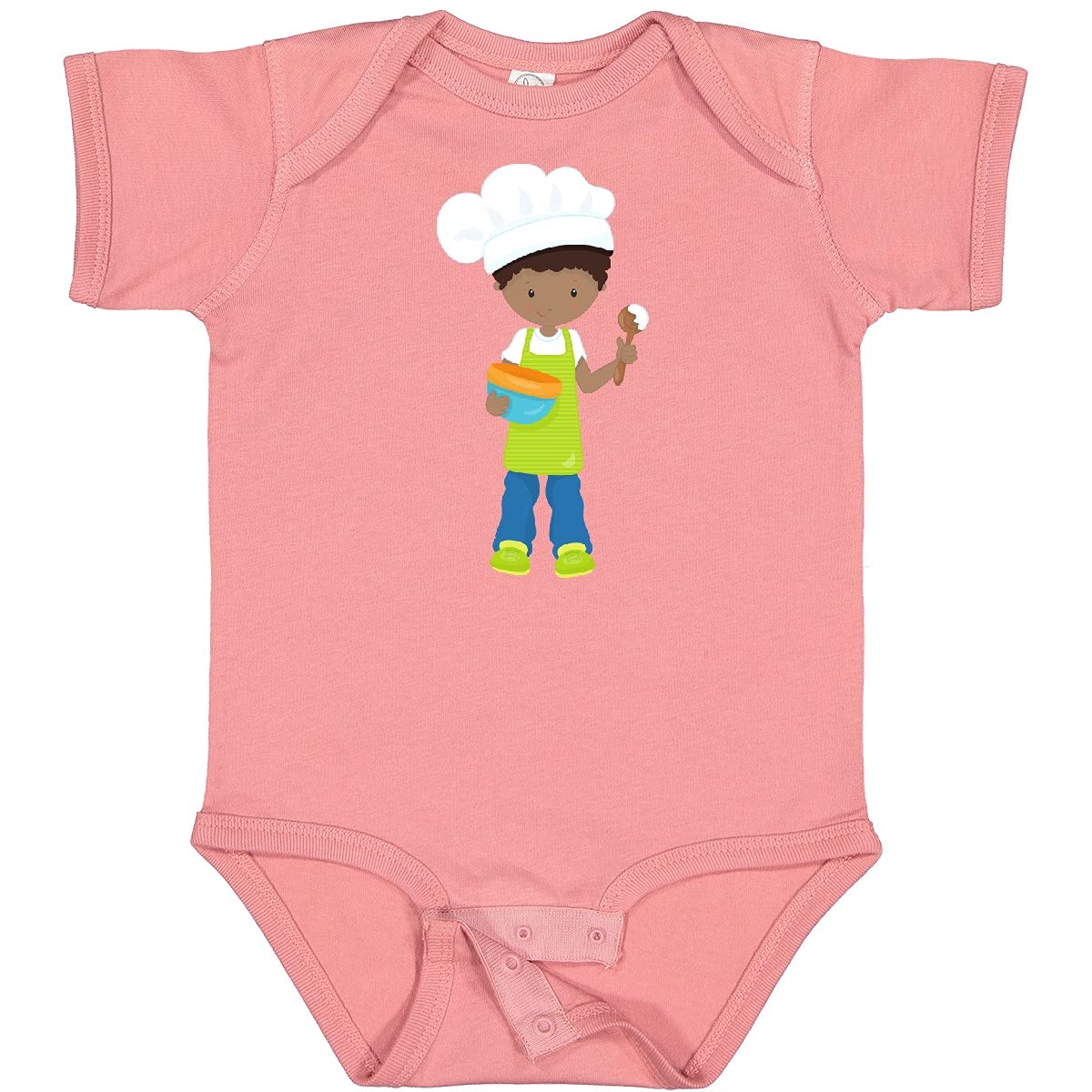 Inktastic African American Boy Baking Baker Bakery Apron Baby Bodysuit - Cute Infant Outfit for Baking Enthusiasts & Family Cooking Moments