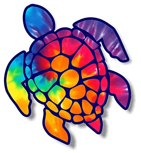 Rainbow Tie-Dye Turtle Car Decals - Waterproof Vinyl Stickers for Car Body, Bumper, Door & Window (5 Inch) - Fun & Durable Vehicle Styling for Kids & Adults