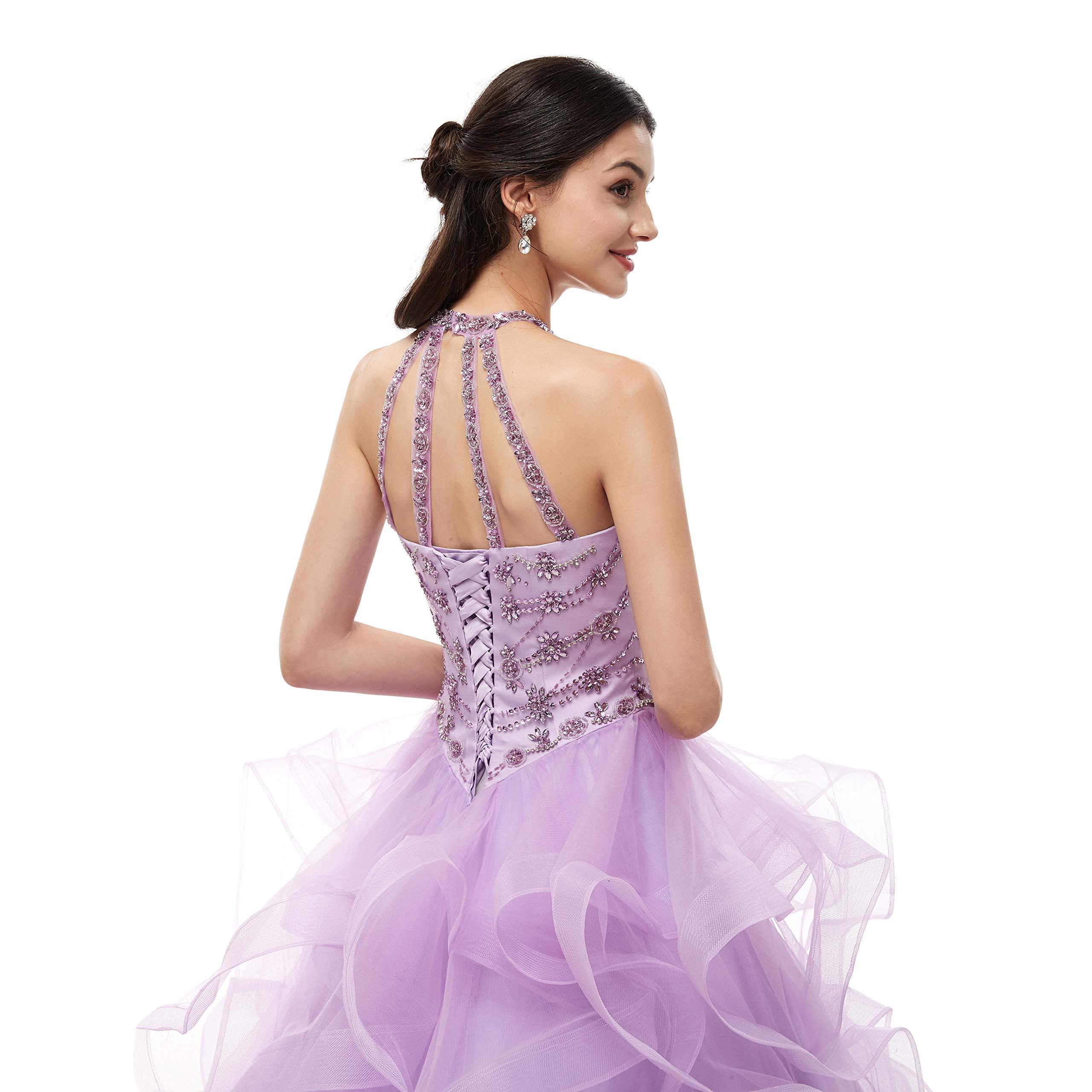 Elegant Halter Ball Gown Tulle Beaded Quinceañera Dress for Girls | Sweet 16 Birthday Party Formal Gown | Perfect for Quinceañeras, Proms, and Special Occasions