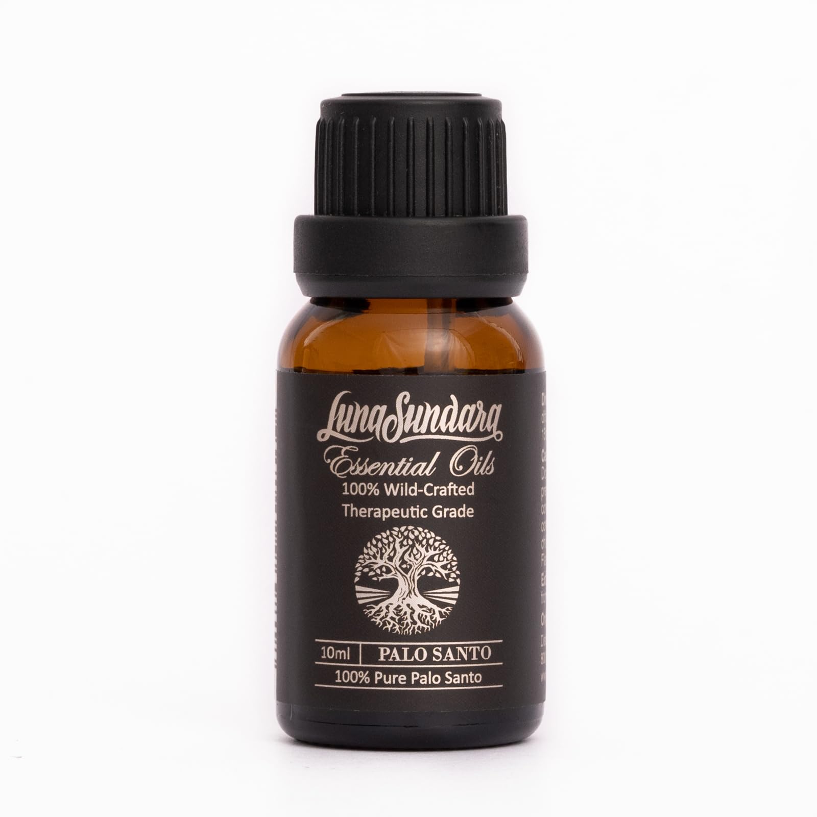 Luna Sundara 100% Pure Organic Palo Santo Essential Oil - Wild-Crafted, Undiluted, Therapeutic Grade - Peruvian Sacred Wood Oil for Meditation, Aromatherapy & Spiritual Cleansing - Perfect for Yoga, Home Fragrance & Stress Relief
