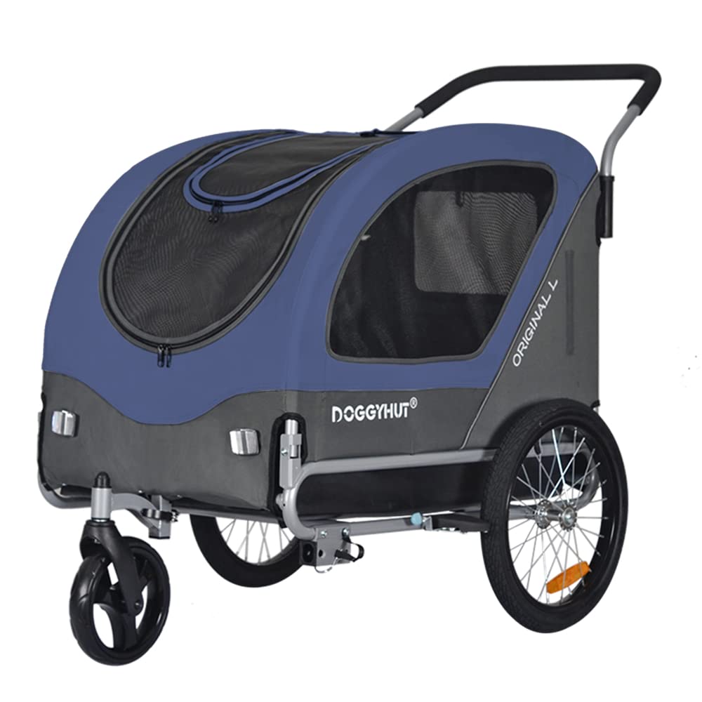 Doggyhut Original Large Pet Bike Trailer & Stroller for Dogs Up to 78lbs - Heavy-Duty Reinforced Base with Parking Brakes & Low Center Gravity Design | Perfect for Cycling, Jogging, and Outdoor Adventures with Your Dog