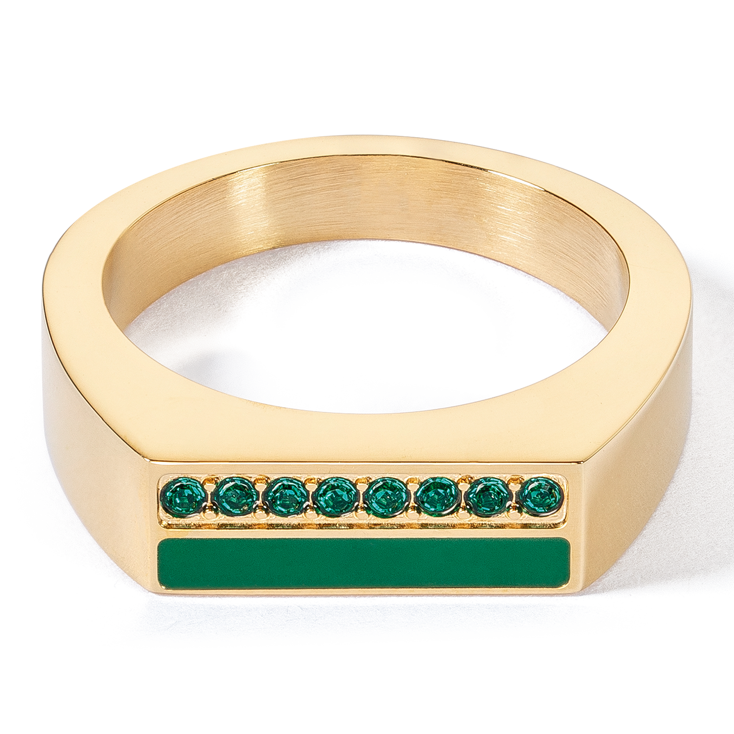 Elegant Square Striped Ring in Gold and Green - Perfect for Parties, Weddings, and Everyday Fashion Accessories