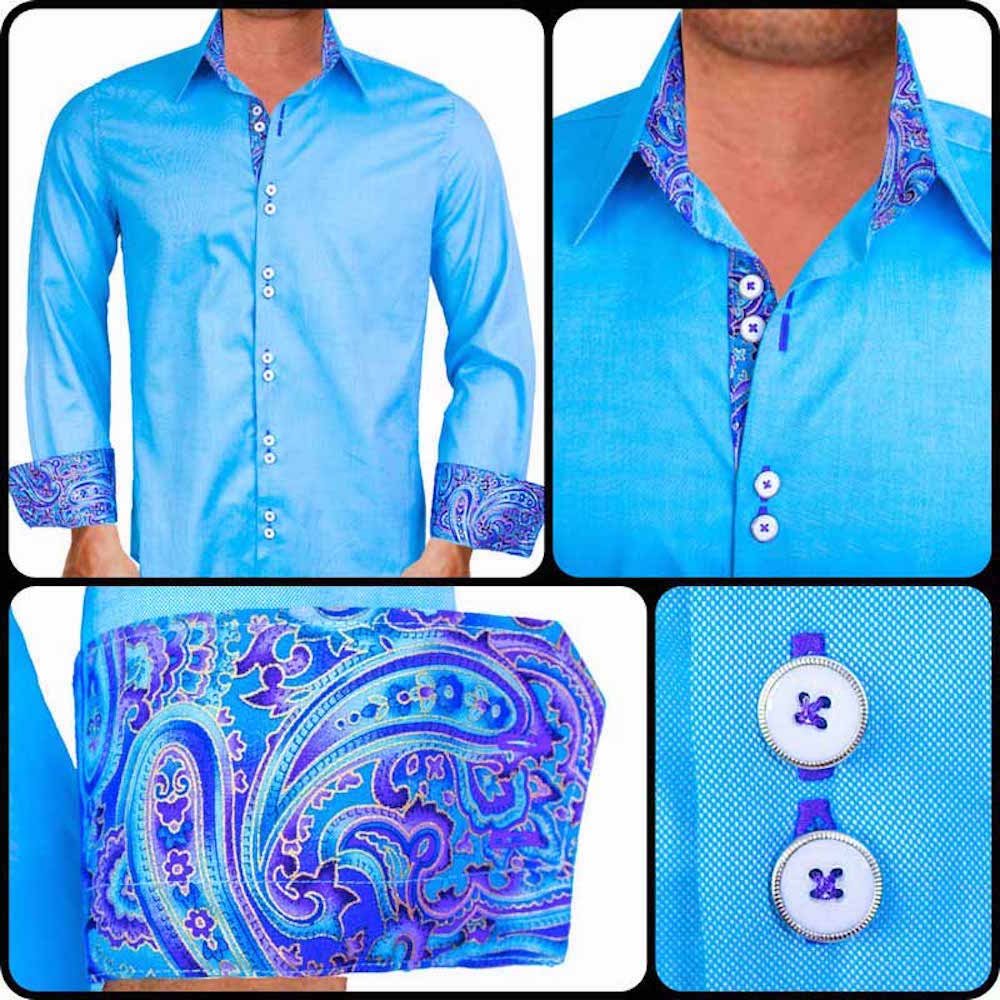 Stylish Light Blue & Purple Designer Dress Shirts | Premium USA-Made Formal Wear | Perfect for Business Meetings & Special Occasions