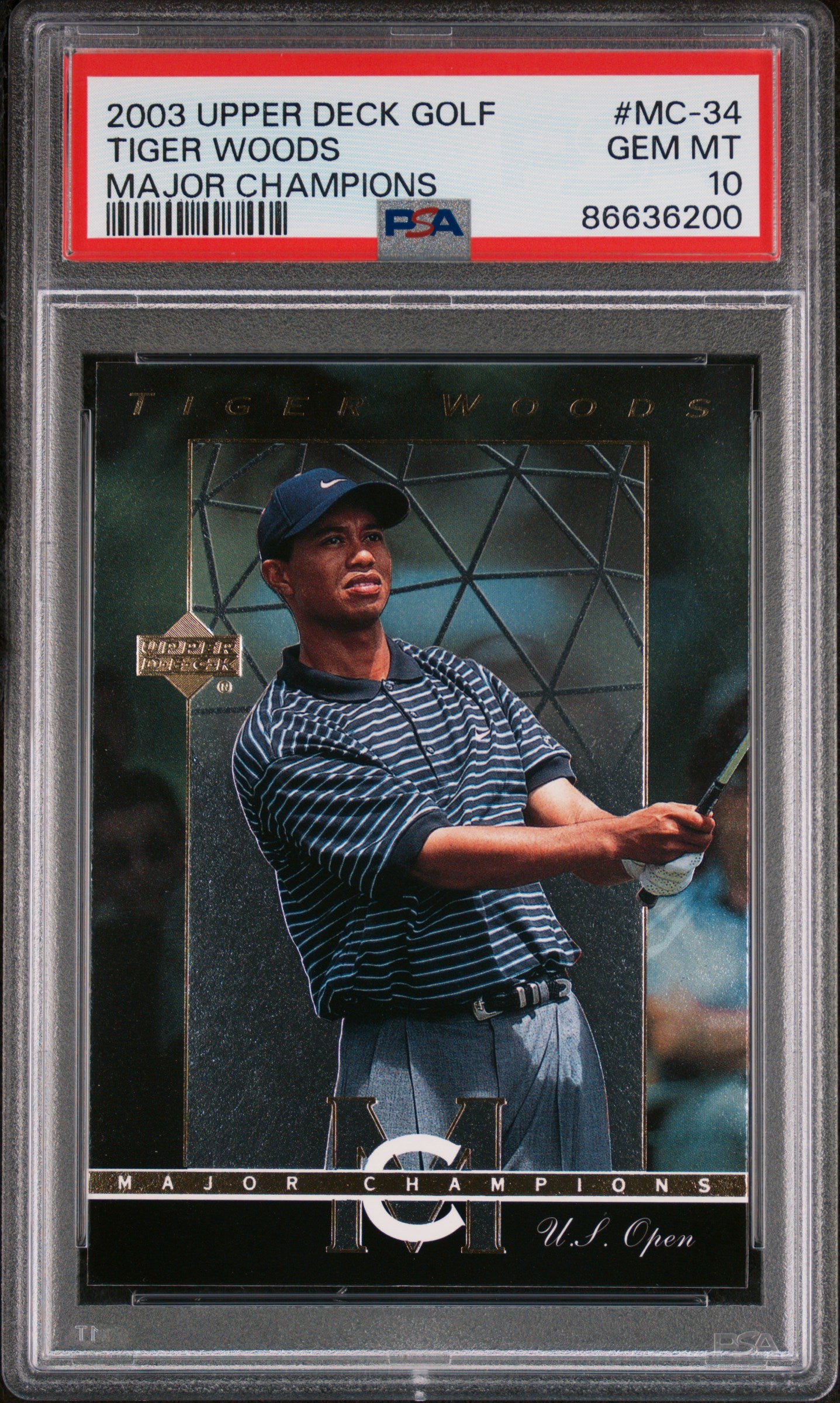 2003 Upper Deck Major Champions Tiger Woods #MC34 PSA 10 Gem Mint - Rare Golf Trading Card for Collectors & Sports Memorabilia Enthusiasts