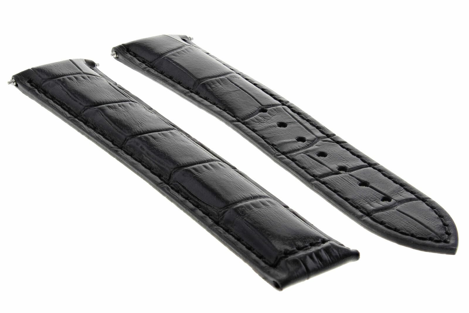 22mm Genuine Leather Watch Band Strap - Compatible with IWC Laureus 22/18mm Deployment Clasp - Black Replacement Strap for Men's & Women's Watches - Perfect for Business, Casual & Formal Occasions