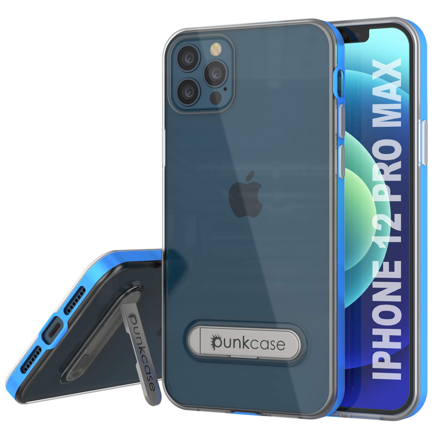 PunkCase for iPhone 12 Pro Max - Slim Fit Clear Protective Case with Kickstand & PUNKSHIELD Screen Protector | Lucid 3.0 Series | Shockproof Cover for 6.7