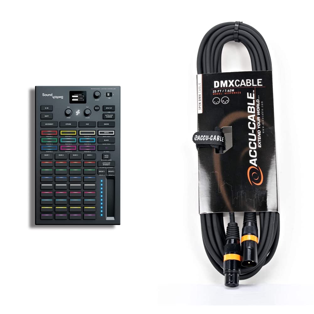 Professional SoundSwitch Control One DMX DJ Lighting Controller Bundle with DMX Cable & Software - Perfect for Nightclubs, Live Shows, and DJ Performances