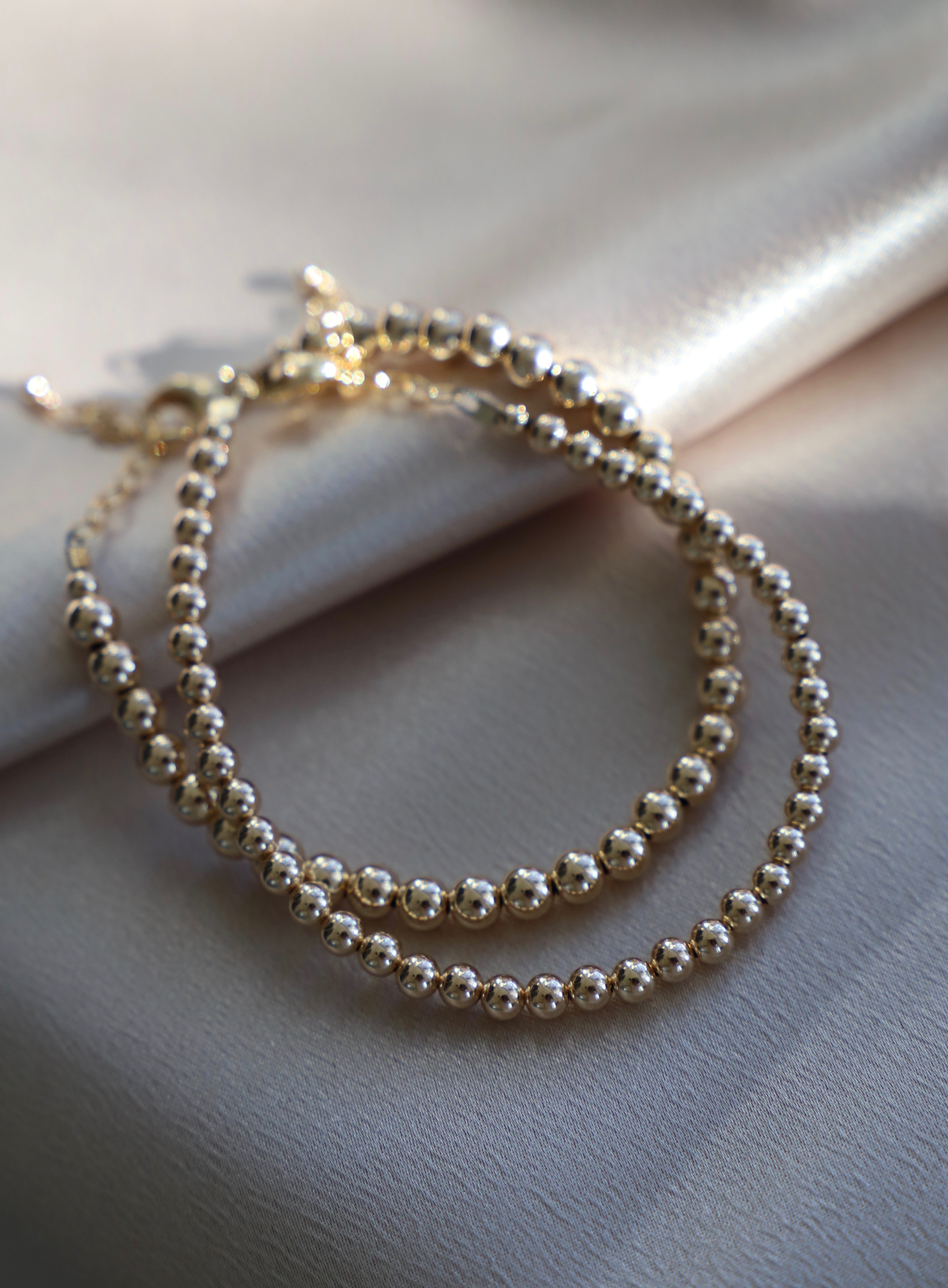 Gold Filled Beaded Bracelets for Women - Elegant Stackable Jewelry for Everyday Wear & Special Occasions