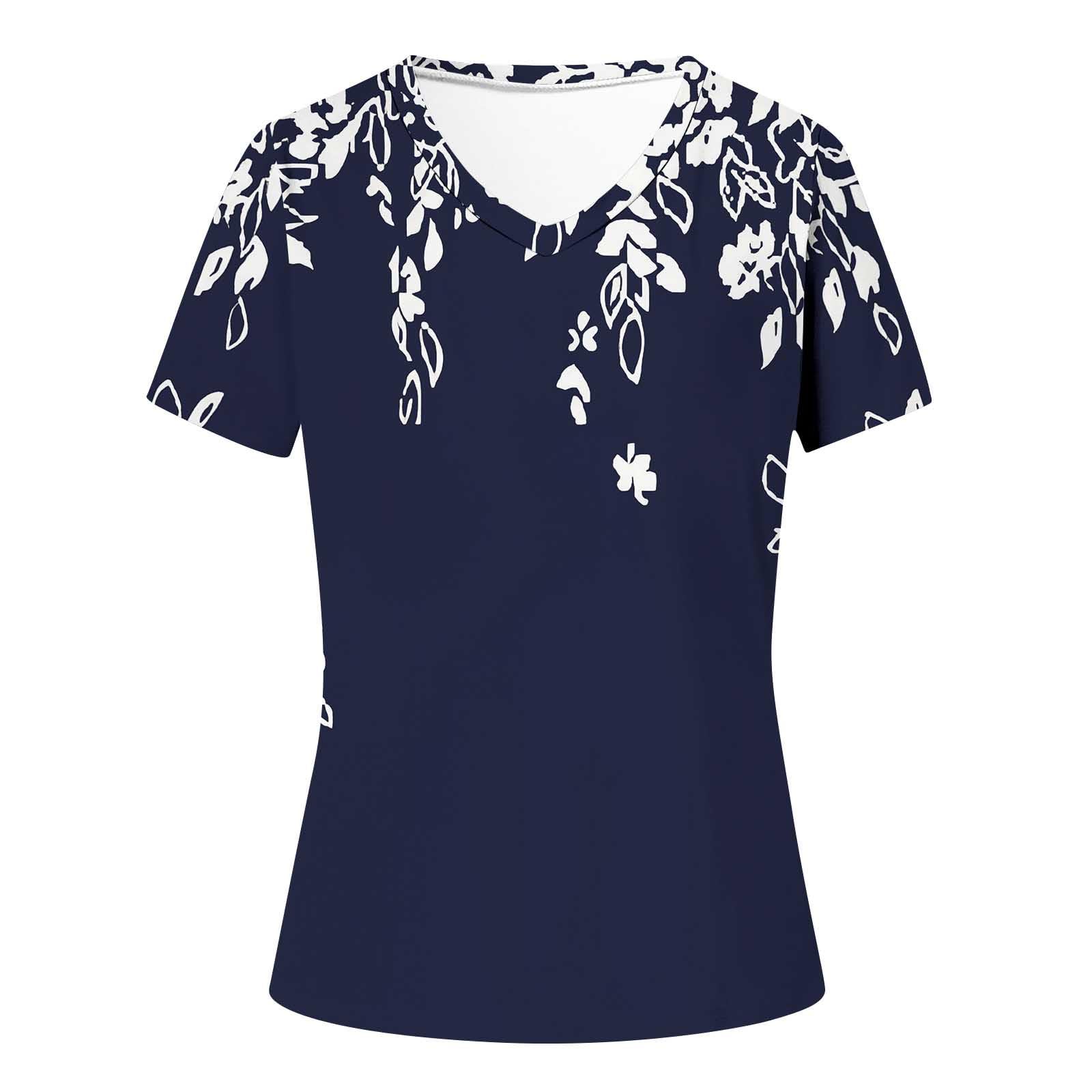 Trendy Women's Floral Shirts 2024 - Short Sleeve V-Neck Casual Tops, Cute Summer Blouses for Going Out & Daily Wear | Perfect for Beach Vacations, Date Nights & Office Casual Fridays