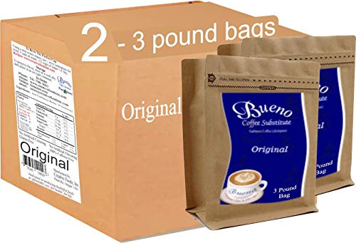 Original Bueno Coffee Substitute - 2-3 Pound Bags of Garbanzo Bean Coffee | Caffeine-Free, Gluten-Free Alternative | Perfect for Morning Brew, Camping & Keto Diet