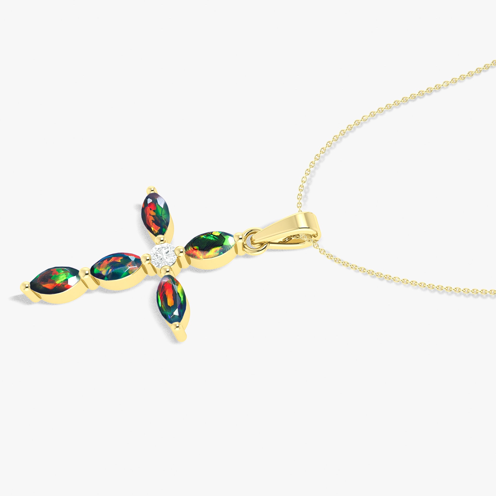 Natural Multi Fire Opal Marquise Shape Gemstone Pendant Necklace for Women - Elegant Handmade Jewelry Gift for Birthday, Anniversary & Special Occasions