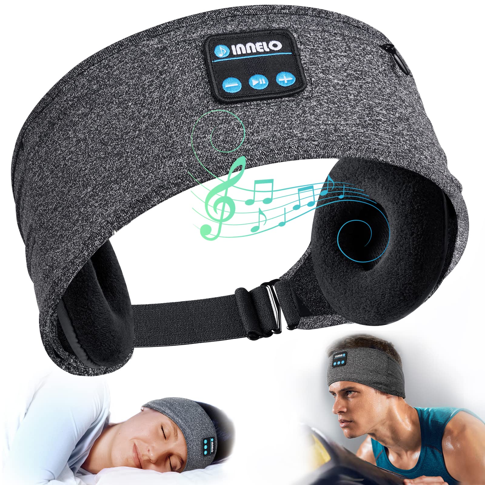 Wireless Sleep Headphones with Noise Cancelling - Ultra-Thin Stereo Speakers & Adjustable Headband for Sleeping, Workout, Jogging, Yoga - Perfect for Night Use, Travel & Relaxation