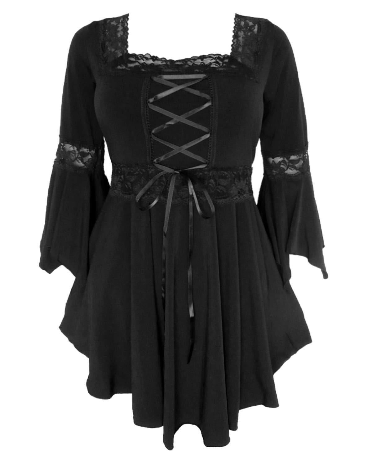 Victorian Gothic Renaissance Corset Top for Women - Elegant Lace Blouse for Cosplay, Boho Festival, and Renaissance Fair Outfits | Perfect for Halloween, Theater Performances, and Historical Reenactments