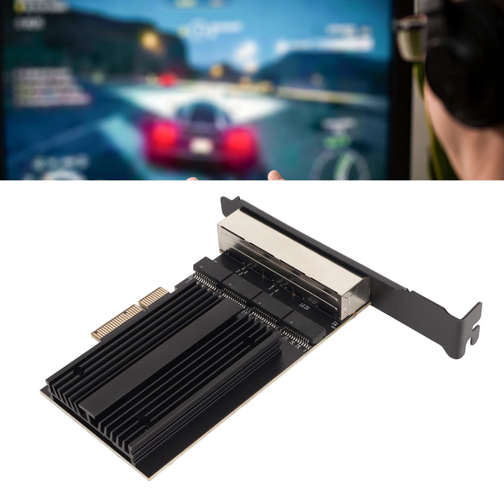 4 Port RJ45 Gigabit Ethernet PCIe Network Card - 10/100/1000/25000 Mbps PCI Express Adapter for Windows & Linux - High-Speed Gaming & Office Networking Solution for Multi-Device Connectivity