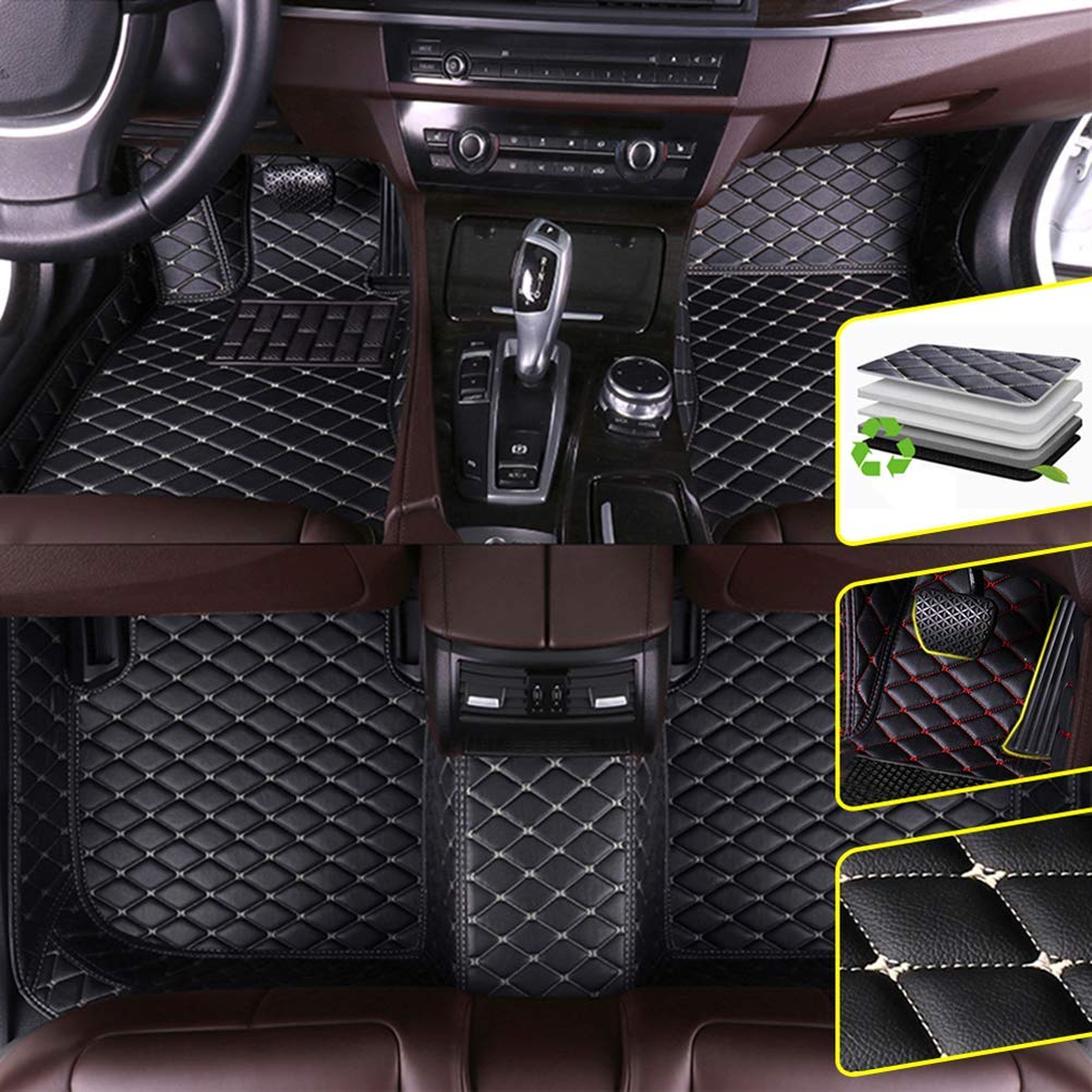 Premium Custom Car Floor Mats for BMW Z4 E89 (2009-2013) - Waterproof Non-Slip Leather Carpets | Interior Accessories Set (Black & Beige) | Perfect for Convertible Driving & All-Weather Protection