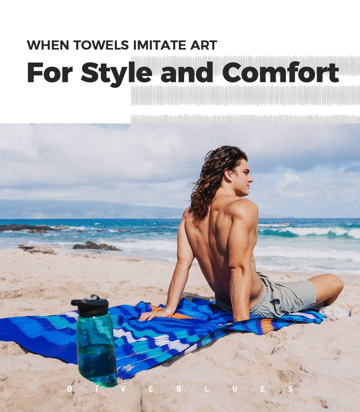 OCOOPA Quick Dry Sand Free Beach Towel - Compact Lightweight Travel Towel with Carry Bag - Perfect for Swimming, Camping, Vacation & Outdoor Activities