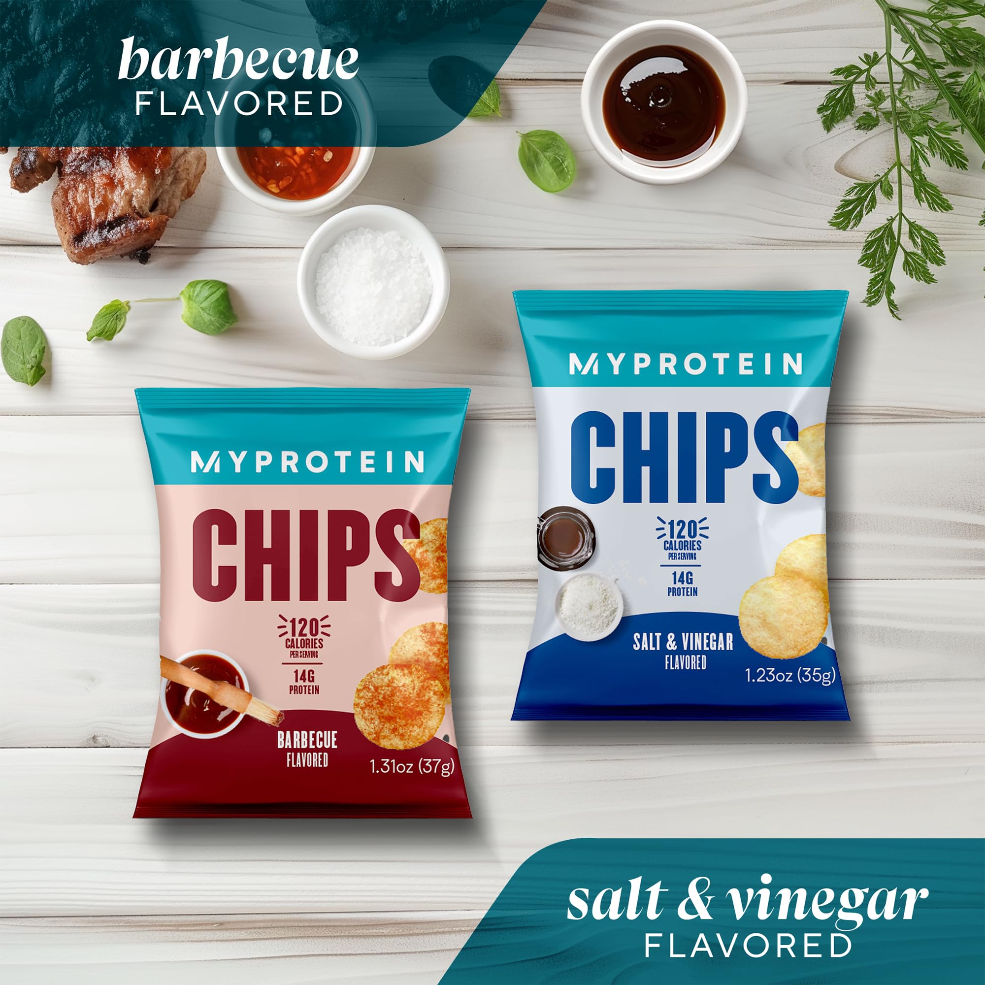 MyProtein Crunchy Protein Chips Salt & Vinegar (6 Pack) - 14g High Protein, 120 Calorie Low Carb Snack for Workout Recovery, Keto Diet & On-The-Go Healthy Eating