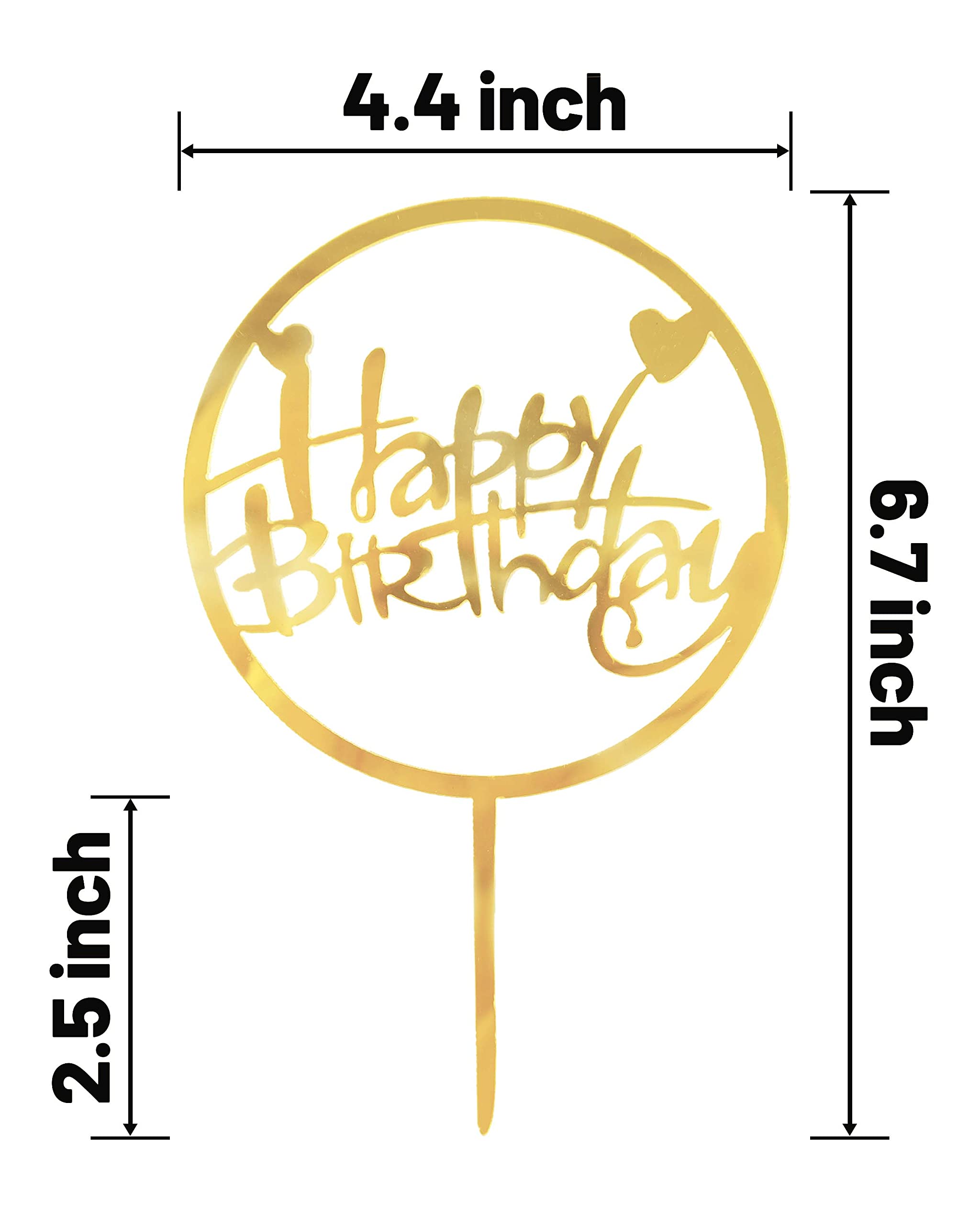 18 Pcs Gold Happy Birthday Cake Toppers - Double-Sided Glitter Acrylic Cake Decorations for Kids & Adults - Perfect for Birthday Parties, Anniversary Celebrations & Special Events