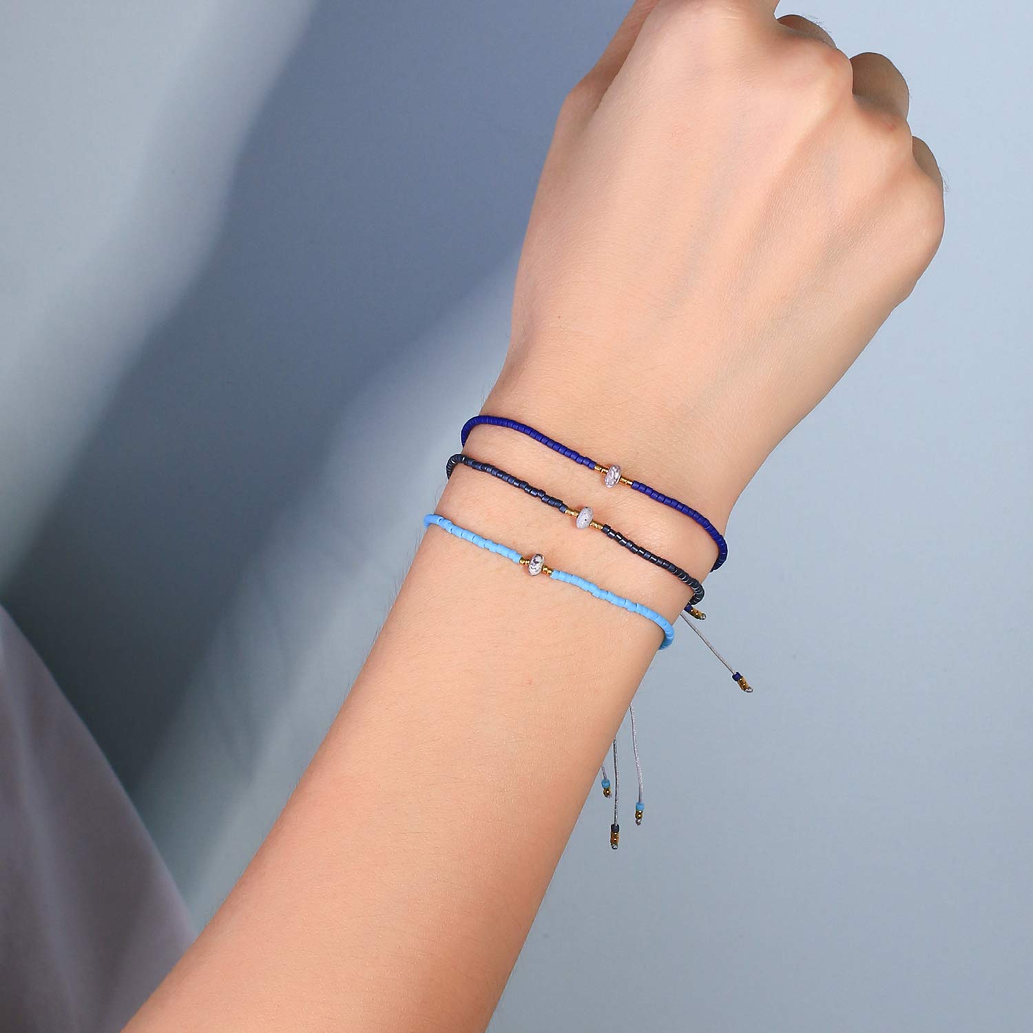 KELITCH Agate Seed Beads Friendship Bracelets for Women - Dainty Thin Beaded Bracelet Set - Boho Beach Jewelry for Summer, Gifts & Everyday Wear