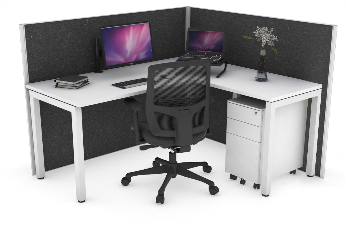 Horizon Quadro Square Legs L-Shaped Corner Office Desk - 1400mm x 1700mm, Modern Home Office Furniture for Small Spaces, Perfect for Workstations, Gaming & Study Areas