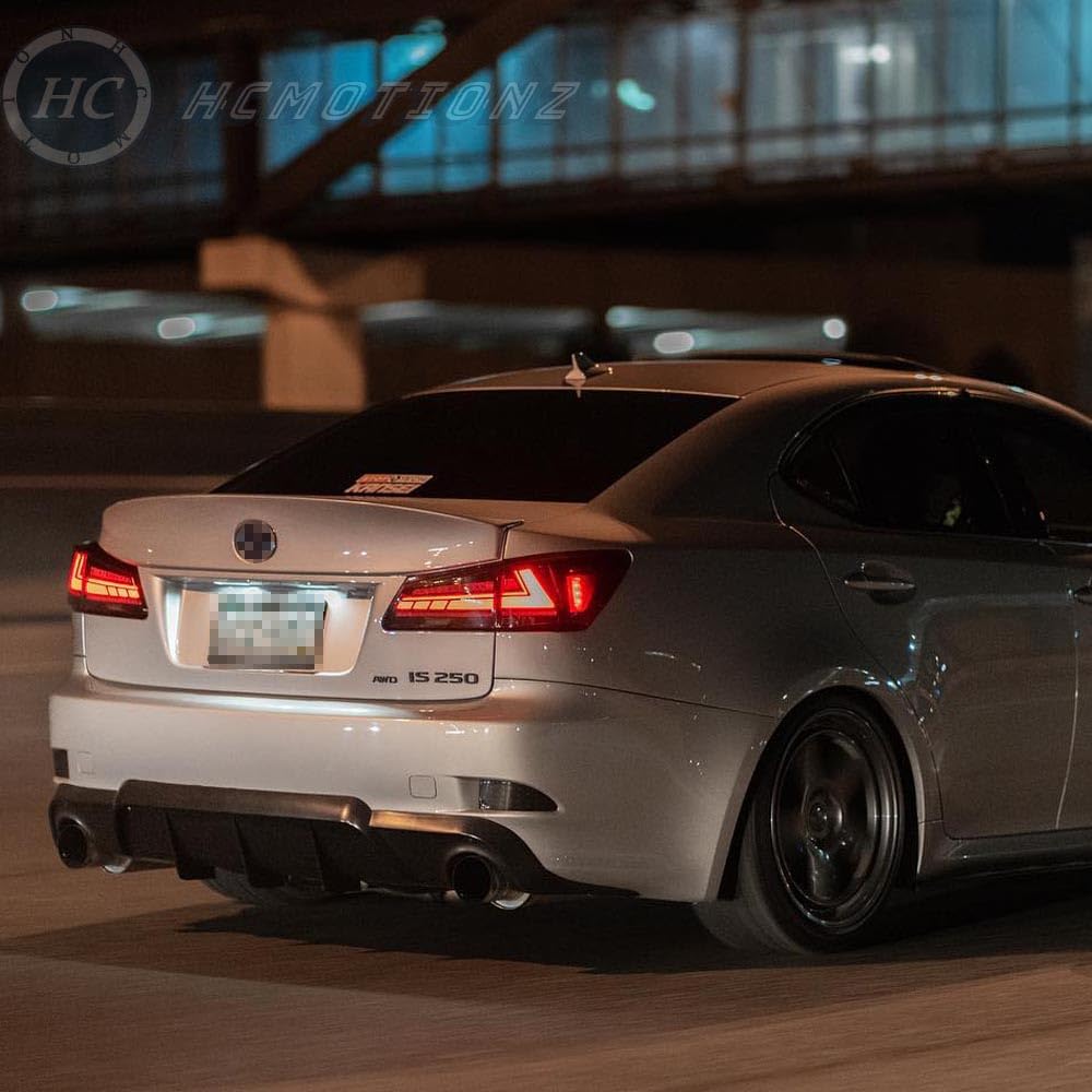 HCmotion LED Tail Lights Assembly for 2006-2013 Lexus IS250 IS350 ISF XE20 Sedan - Plug & Play Replacement with DRL, Sequential Turn Signals & Startup Animation - Perfect for Night Driving & Car Customization