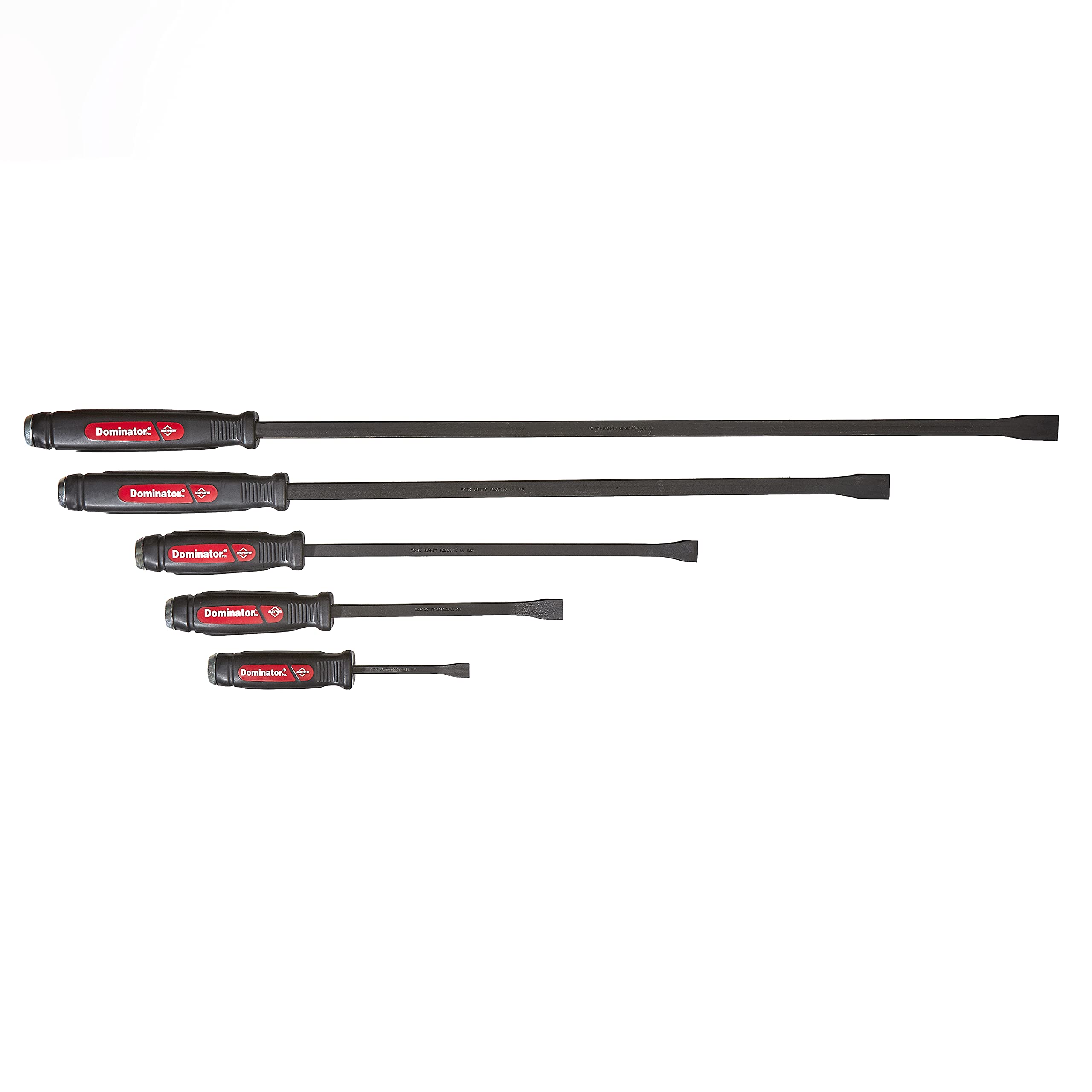 Mayhew Tools 61366 Dominator 5-Piece Curved Pry Bar Set with Black Oxide Finish - Heavy Duty Demolition & Construction Tool Kit for Professionals