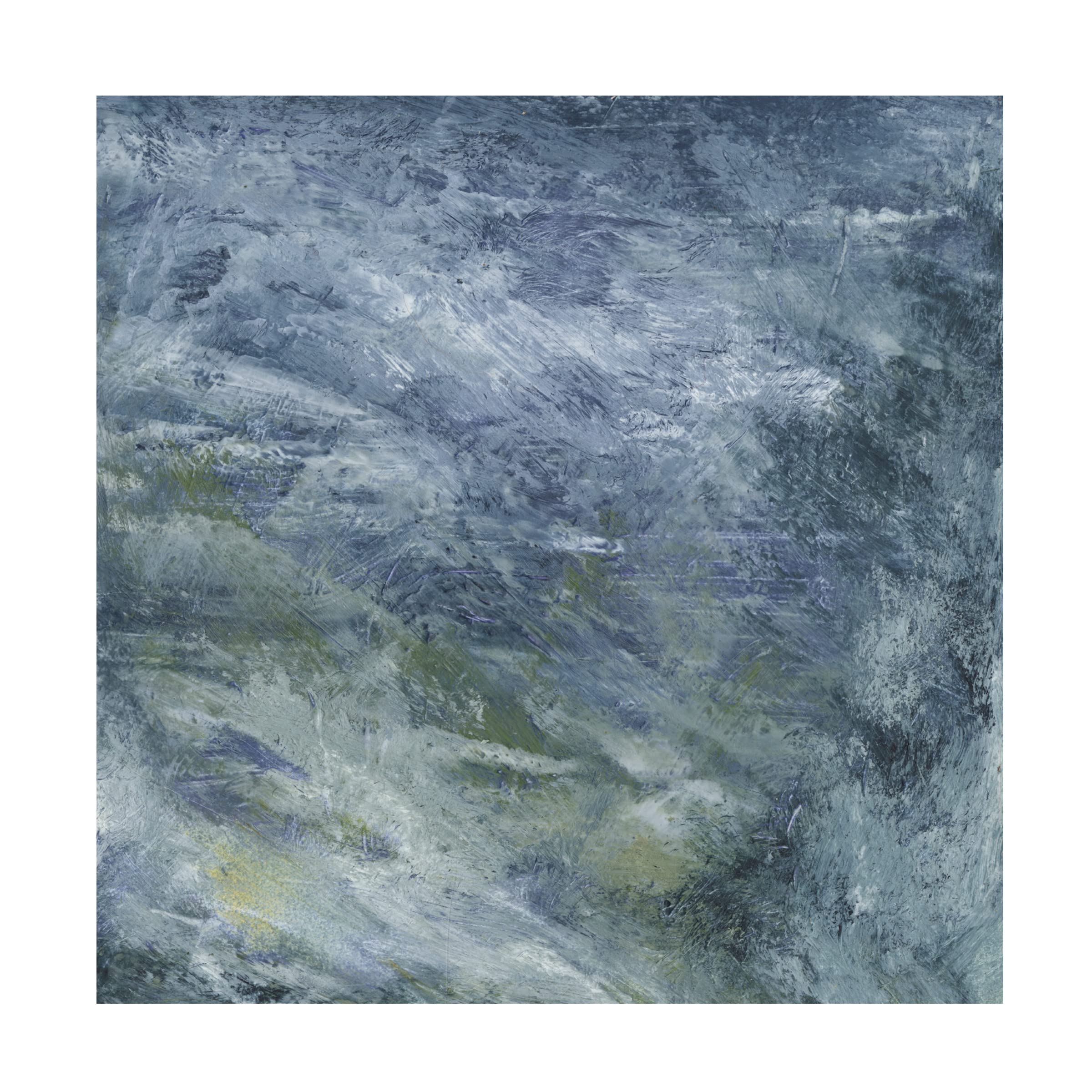 Sharon Gordon 'Encaustic Tile In Blue II' Canvas Wall Art Print - Modern Blue Abstract Painting for Living Room, Bedroom & Office Decor