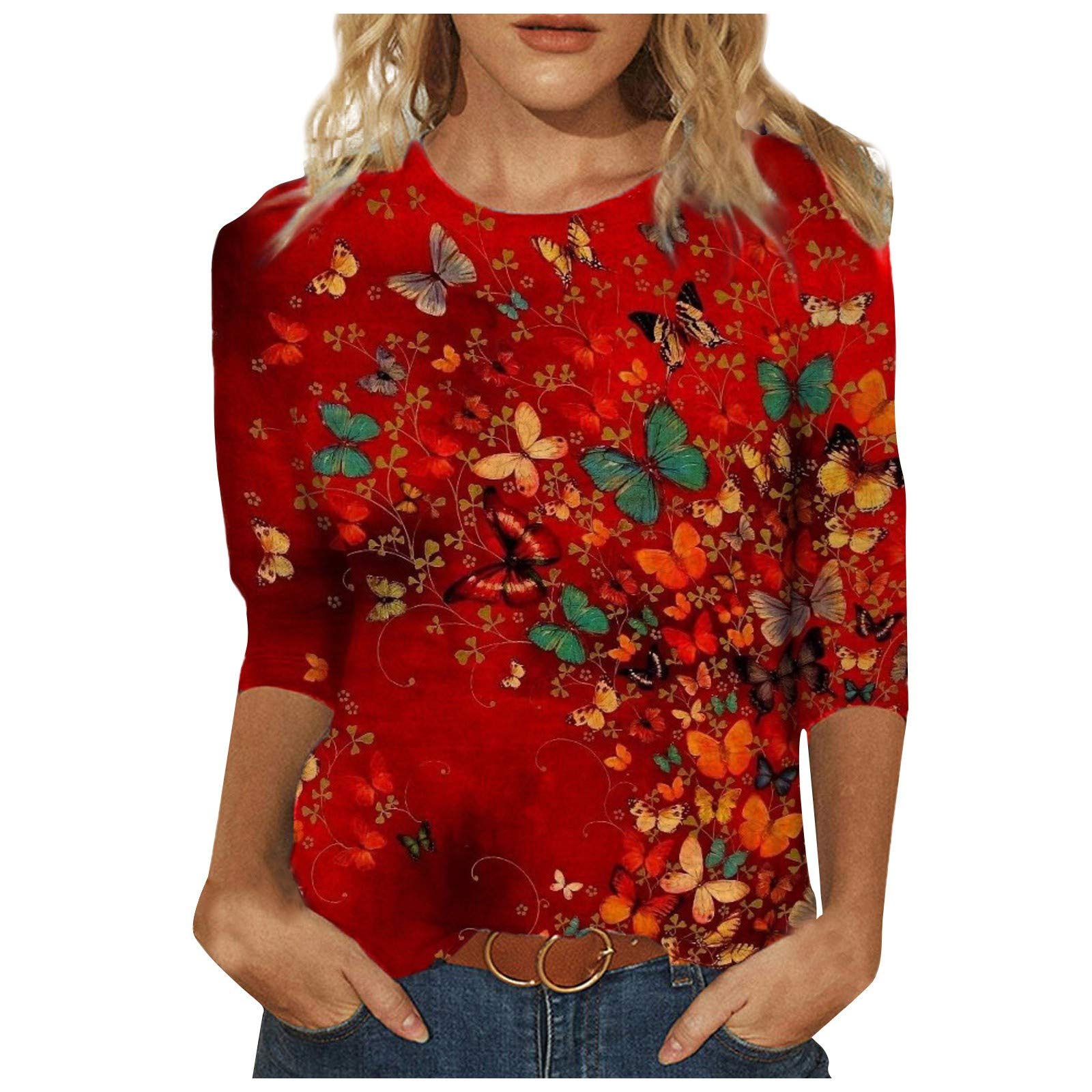 Women's Casual Loose Fit Printed Crew Neck Short Sleeve Spring Tops - Comfortable Blouse for Everyday Wear, Outings & Relaxation