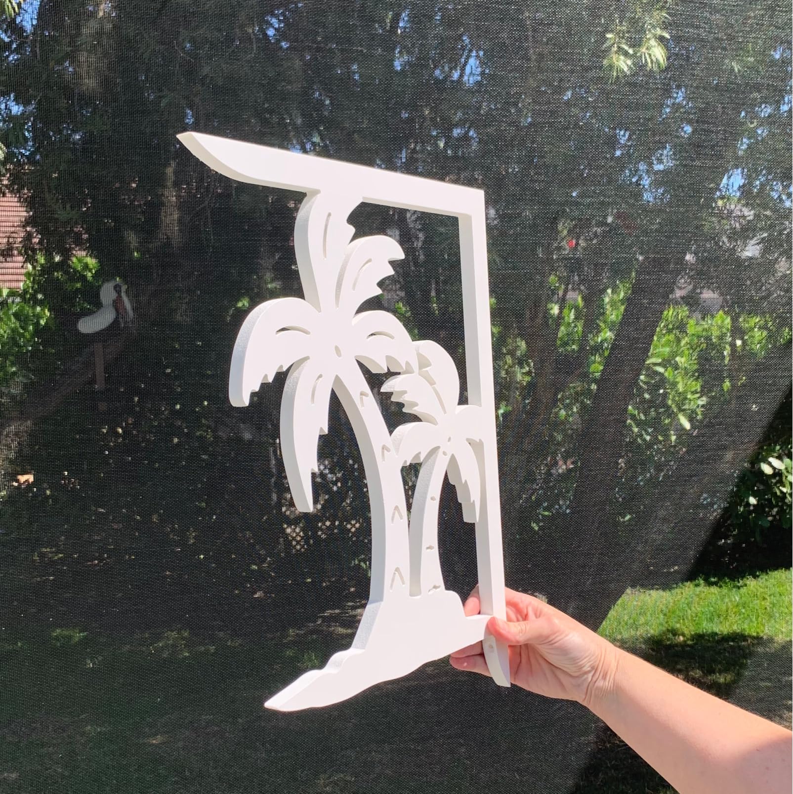 Palm Tree Double Mailbox Bracket - Medium Size 16x12 Inches - Durable Outdoor Mailbox Holder for Beach House, Garden & Coastal Decor