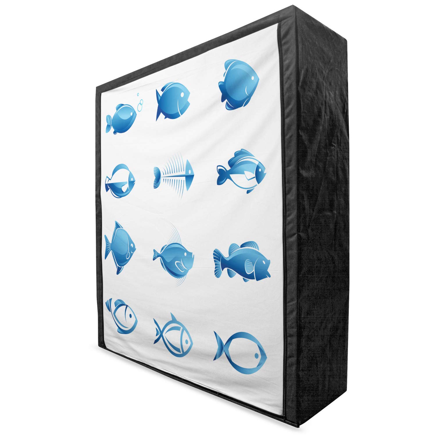 Ambesonne Blue White Fish Pattern Fabric Wardrobe - 59