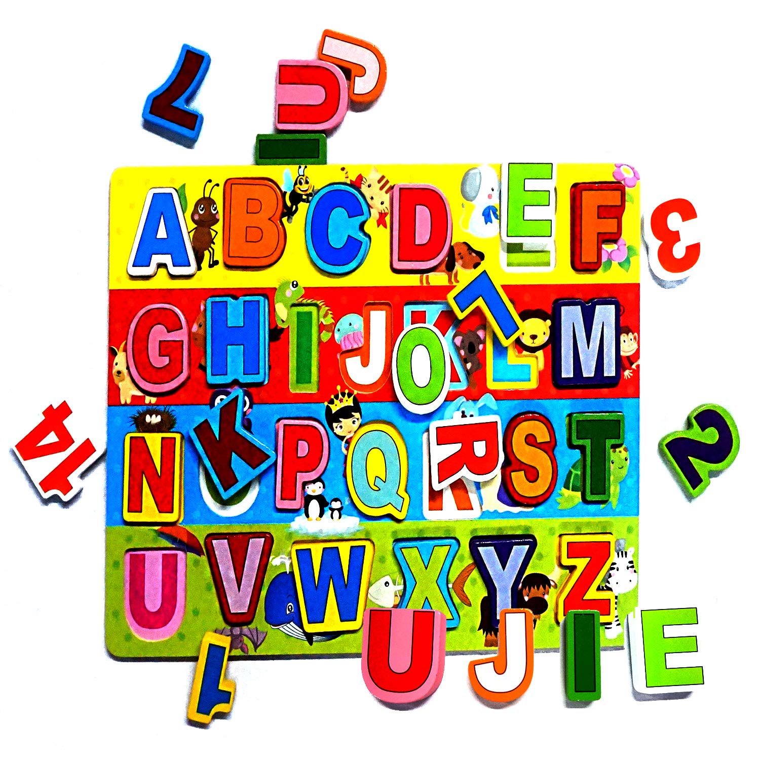 UJIE® Chunky Wooden Alphabet & Number Learning Tray with Colorful ABC Blocks - Montessori Educational Toy for Toddlers | Perfect Gift for Preschool Learning & Homeschool Activities