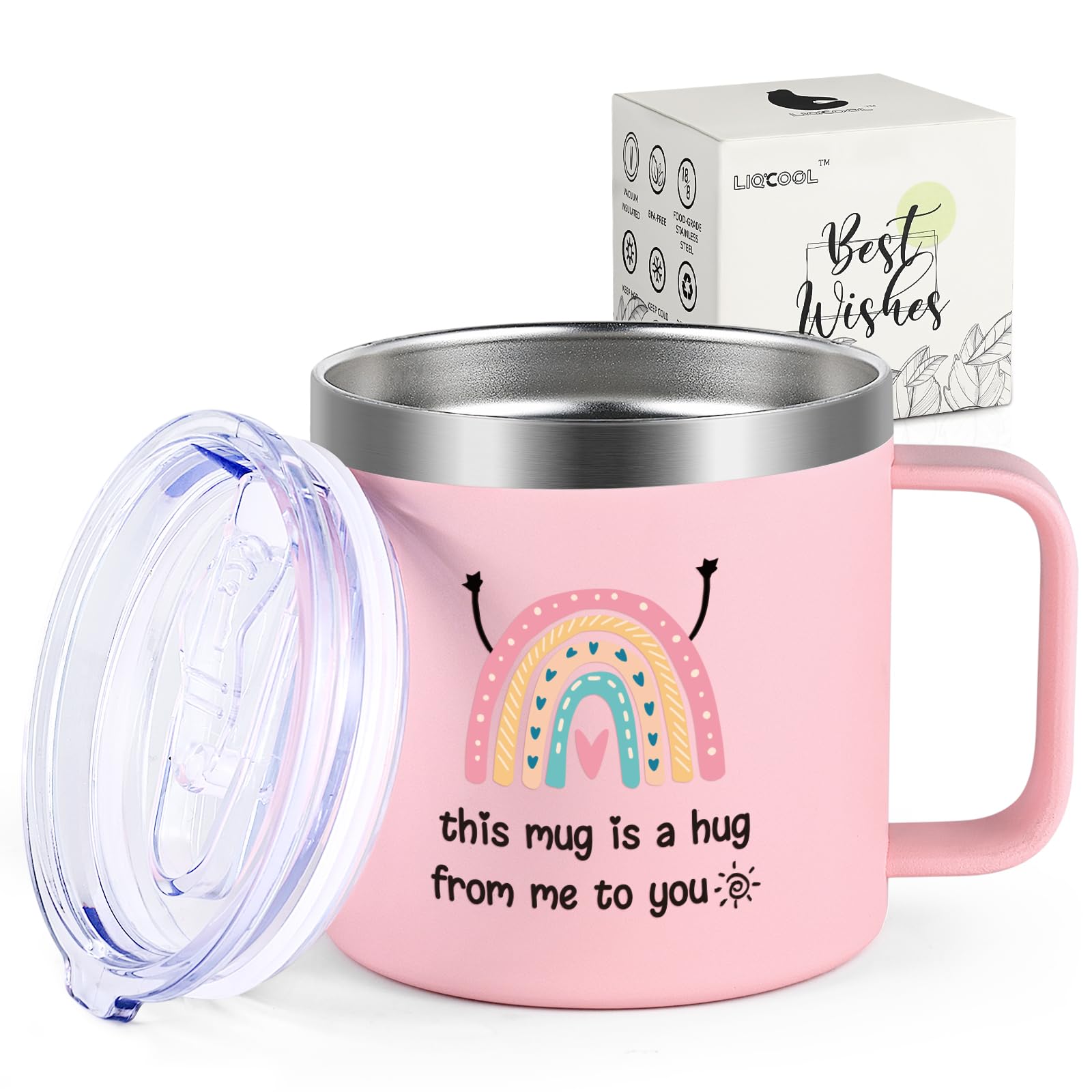 LiqCool 14 Oz Cute Pink Coffee Mug - Best Friend Gift for Sister, Unique Inspirational Spiritual Gift for Women - Perfect for Christmas, Birthdays & Daily Coffee Moments
