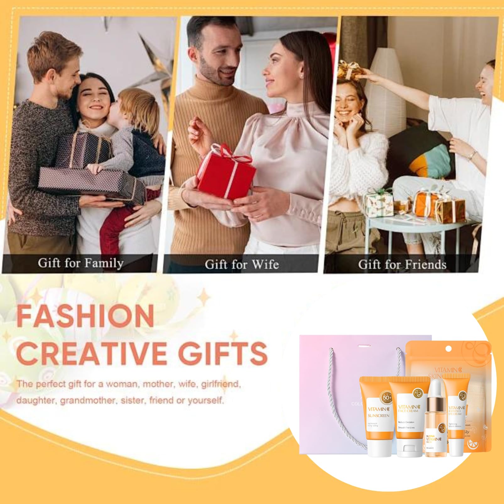Vitamin C Skincare Kit for Girls 10-12 - Moisturizing Face & Eye Cream Set with Sunscreen & Serum - Perfect Easter Gift & Travel Essentials (4-Piece Set, Vitamin C Scent) | Daily Skincare Routine for Teens & Preteens