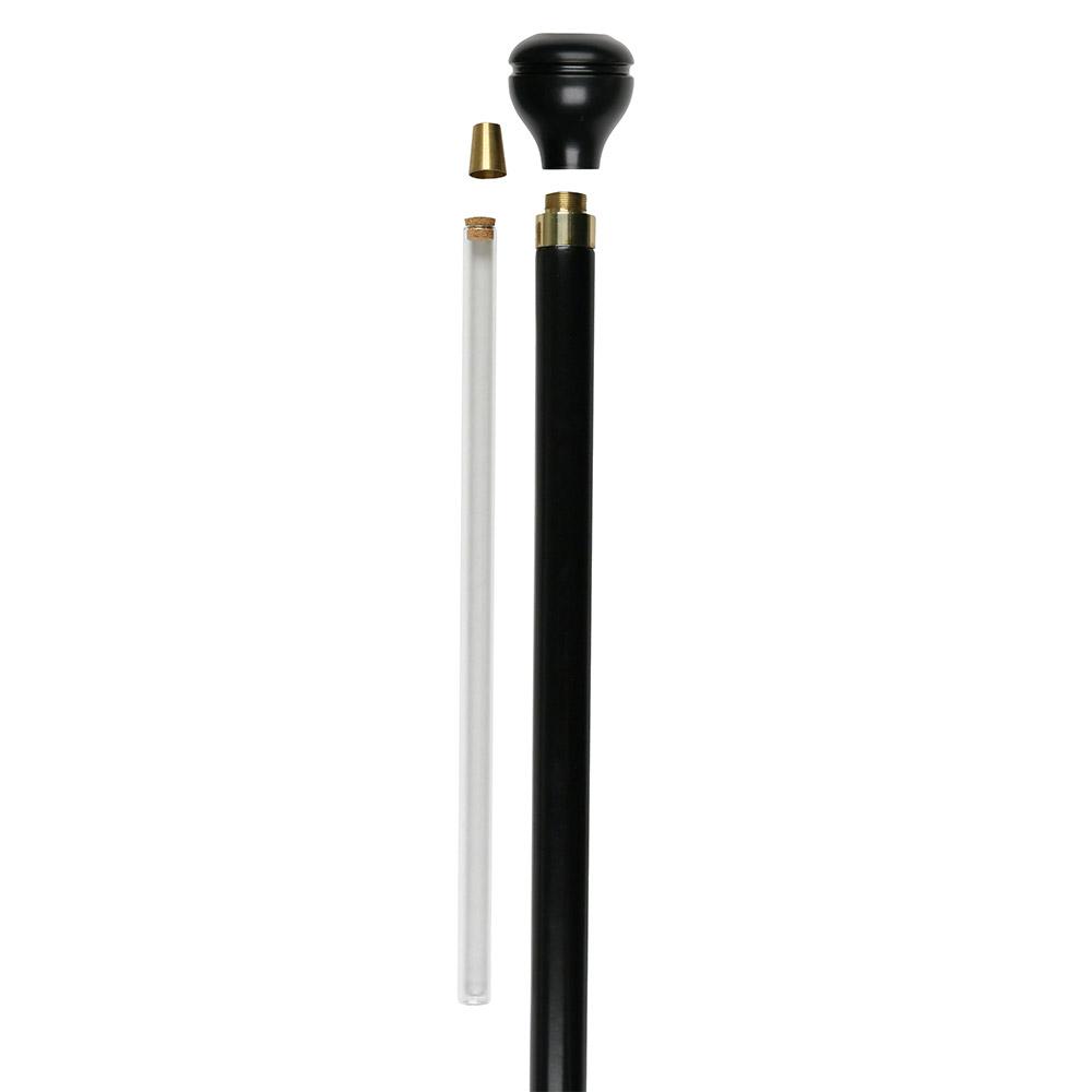 Scratch and Dent Veterans of War Flask Knob Walking Cane - Black Beechwood Shaft with Brass Collar V1640 | Durable Mobility Aid for Seniors & Veterans | Perfect for Hiking, Travel & Everyday Support
