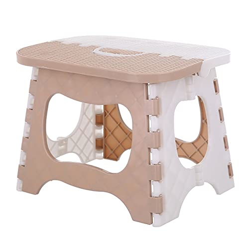Portable Folding Children's Stool - Lightweight Train Seat, Thickened Plastic Foldable Stool for Kindergarten, Outdoor & Home Use - Coffee Color (23.3x17.8x19cm) - Perfect for Camping, Picnics, Travel & Indoor Play Areas