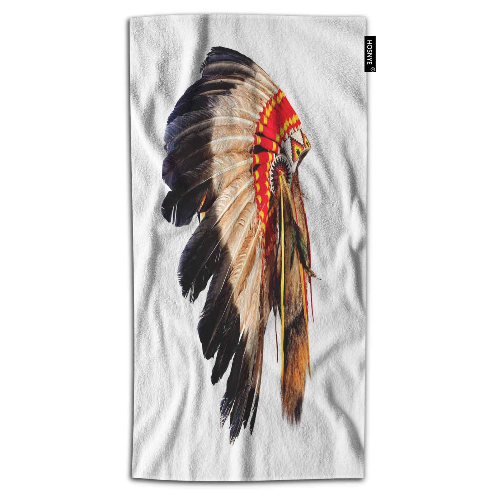 Premium HOSNYE Chief Mascot Hand Towel - Soft Absorbent Tribal Headdress Design for Bathroom, Beach, Kitchen, Spa, Gym & Yoga | Quick-Dry Face Towel for Daily Use & Decorative Home Accent