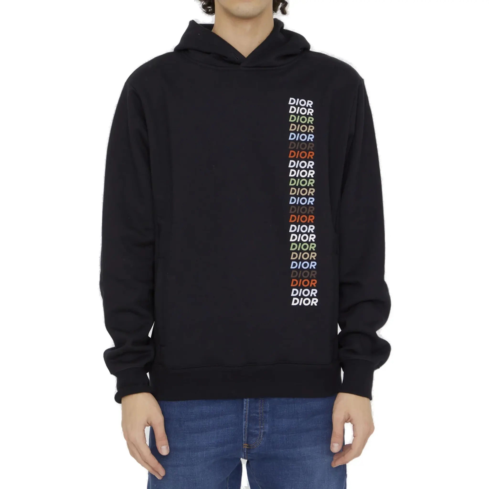 Dior Printed Relaxed Fit Cotton Black Hoodie for Men - Casual Streetwear Pullover Sweatshirt | Perfect for Everyday Wear, Gym & Lounge
