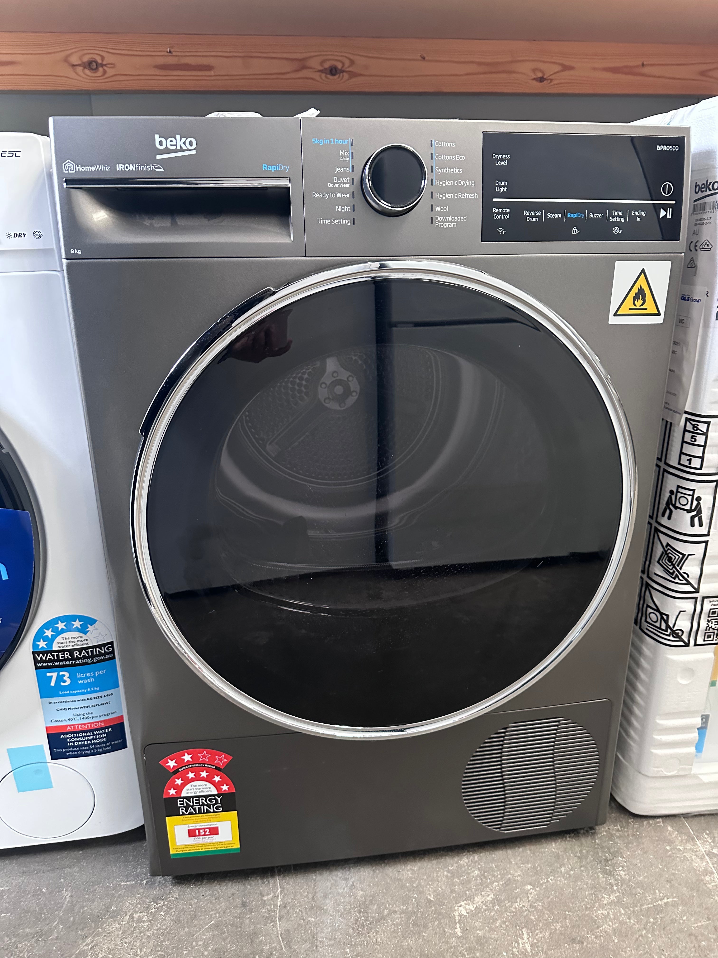 Beko BDPB904HG 9kg Hybrid Heat Pump Dryer - Energy Efficient Graphite Laundry Dryer [Factory Second] | Perfect for Apartments, Small Homes & Eco-Friendly Households