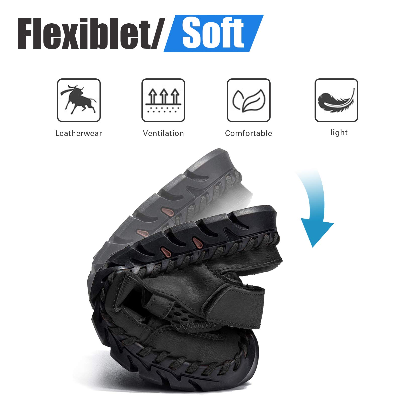 **Men's Leather Fisherman Sandals - Breathable Closed Toe Beach Shoes for Summer | Non-Slip Water Sandals for Hiking, Walking & Outdoor Activities | Handmade Comfortable Anti-Collision Athletic Slides**    *(Perfect for beach trips, hiking adventures, casual walks, and water sports – lightweight and durable for all-day wear!)*