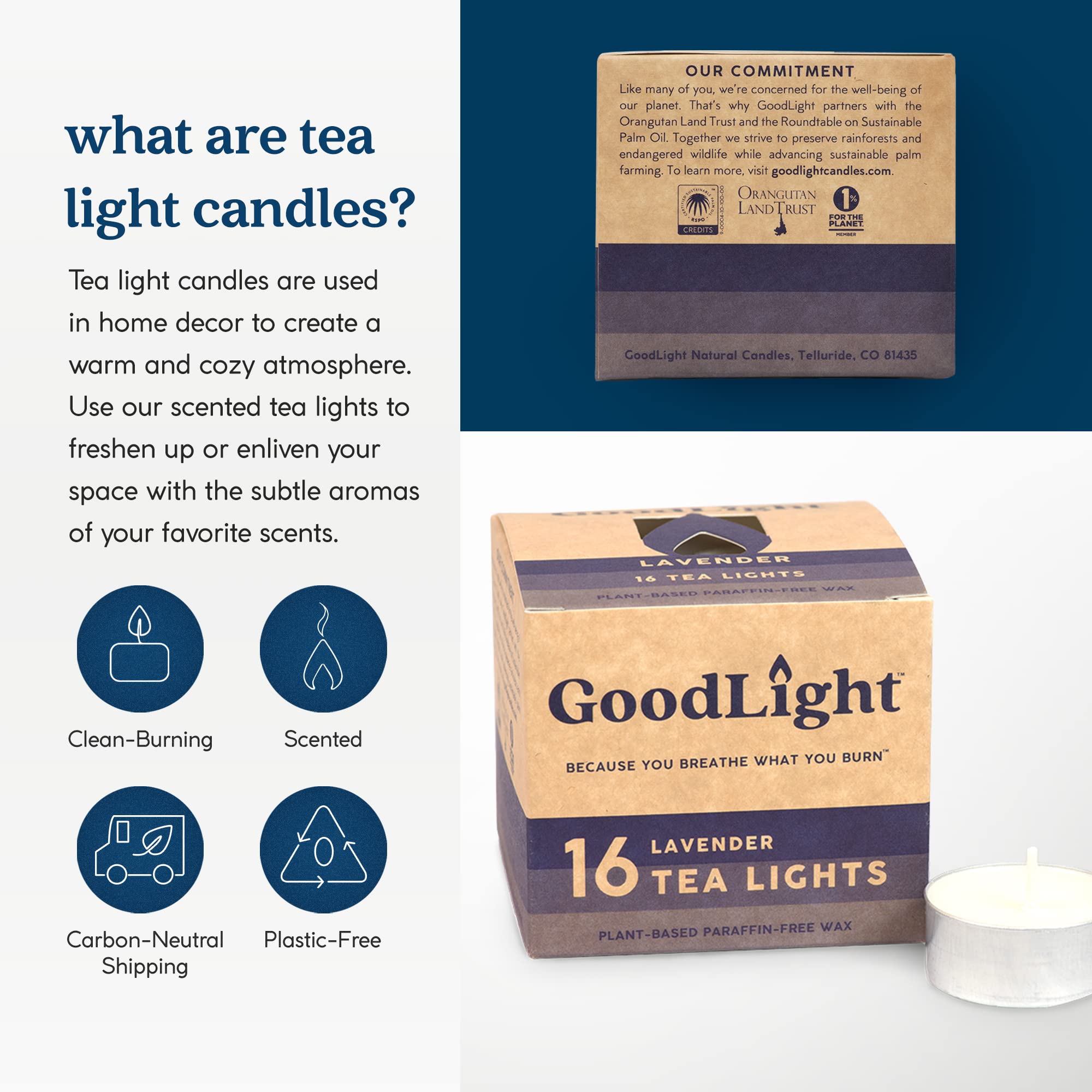 GoodLight Paraffin-Free Scented Tea Light Candles - All Natural, Clean Burning 4-Hour Candles (Lavender, 16 Pack) | Perfect for Relaxation, Aromatherapy, Home Decor & Romantic Ambiance