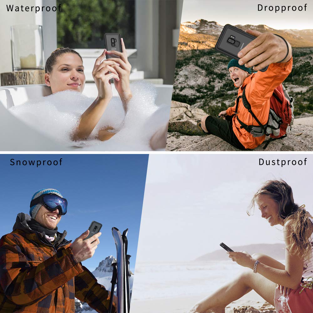 **Lanhiem Rugged IP68 Waterproof Case for Samsung Galaxy S9 – Shockproof, Dustproof with Built-in Screen Protector – Full Body Protection (Black/Gray) – Ideal for Outdoor, Work & Extreme Activities**