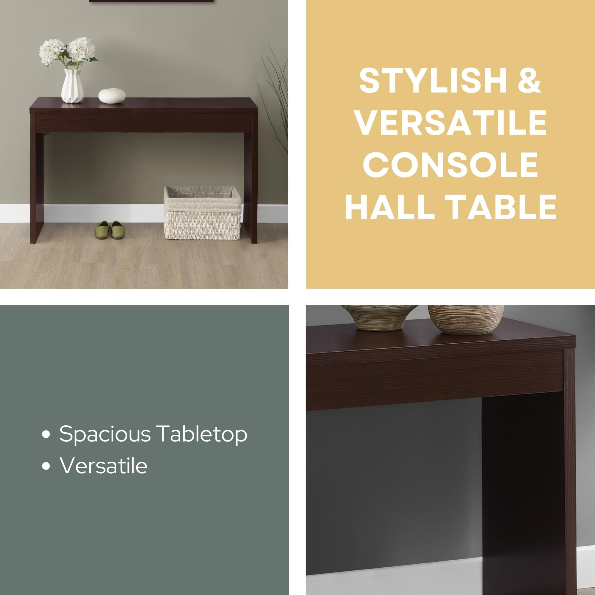 Convenience Concepts Northfield 48-Inch Console Table - Modern Sofa Table for Living Room, Contemporary Entryway Hall Table, Foyer Display Table in Espresso Finish | Perfect for Small Spaces, Home Decor & Apartment Styling