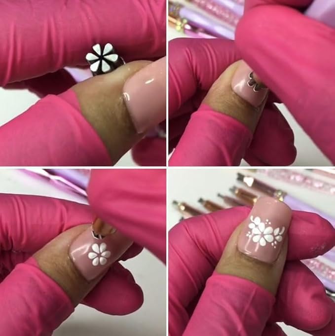 6/10PCS Nail Art Flower Stamp Pen Set - Professional DIY Nail Design Tools with Dotting Pens for Creative Nail Art, Perfect for Home Salon & Party Manicures (10 Pieces)