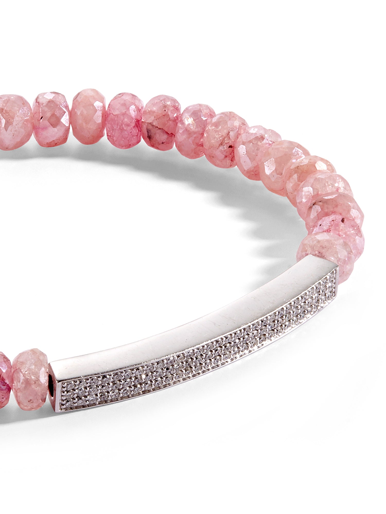 Elegant Pink Grapolite Pavé Bar Bracelet for Women - Trendy Layered Stacking Jewelry for Everyday Wear & Special Occasions