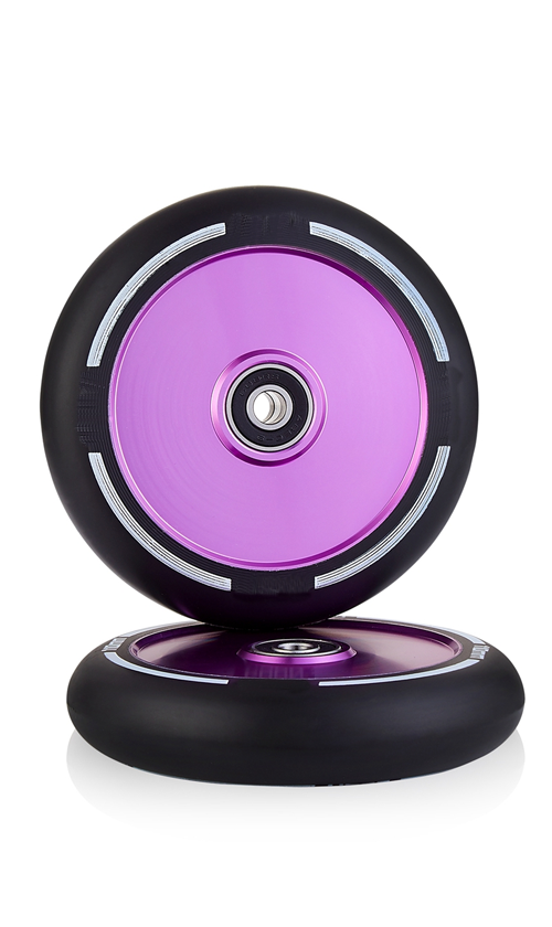 Huoli SW15 Hollow Core Scooter Wheels - Lightweight & Durable 100mm Wheels for Pro Scooters (Black/Purple) - Perfect for Street Tricks, Skate Parks & Urban Riding