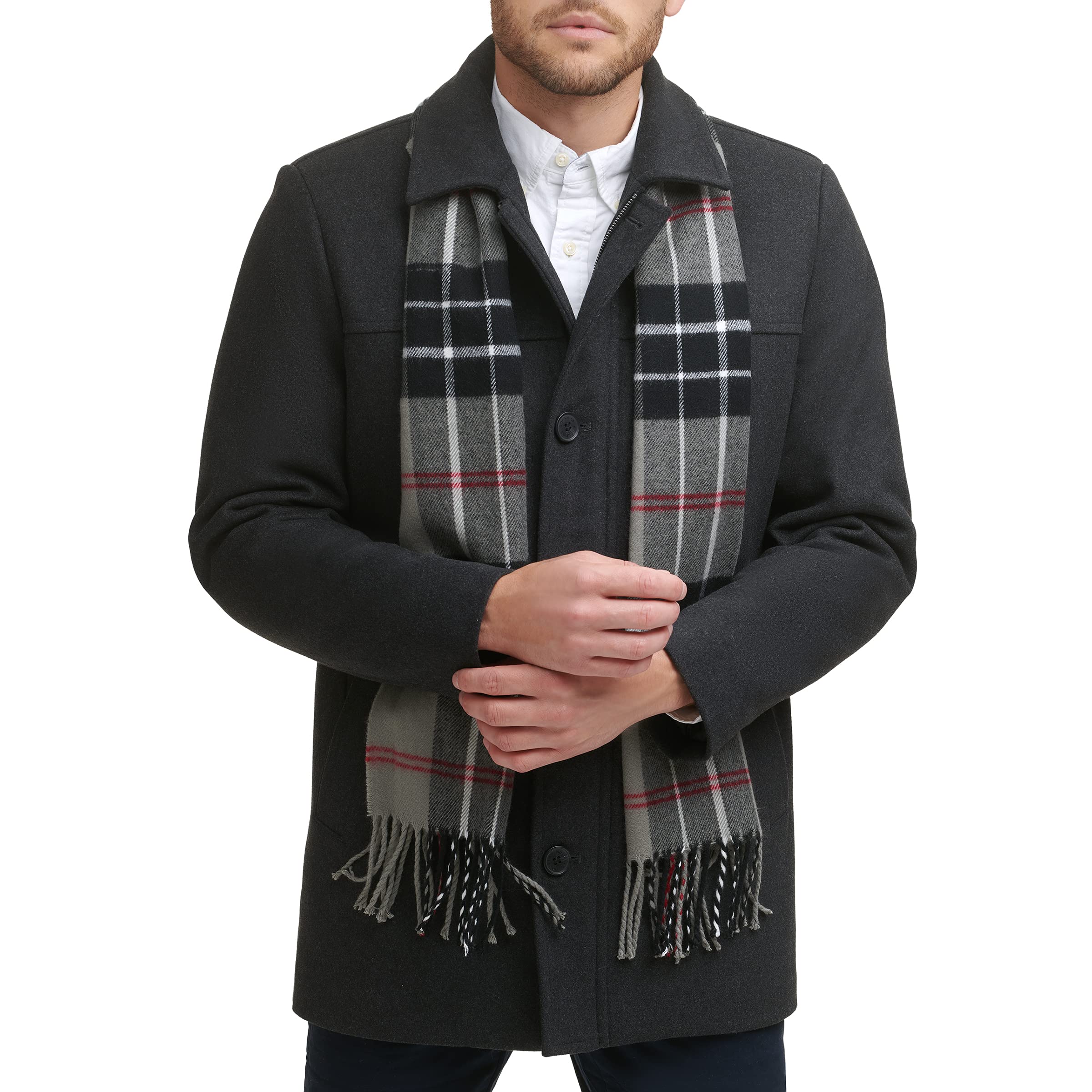 Dockers Men's Weston Wool Blend Coat with Scarf - Classic Winter Overcoat for Business & Casual Wear (Regular & Big & Tall Sizes) | Perfect for Office, Commuting & Formal Events